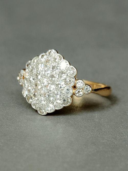 ART DECO 18CT GOLD PLATINUM DIAMOND PLAQUE RING - ADDITIONAL PHOTO 3