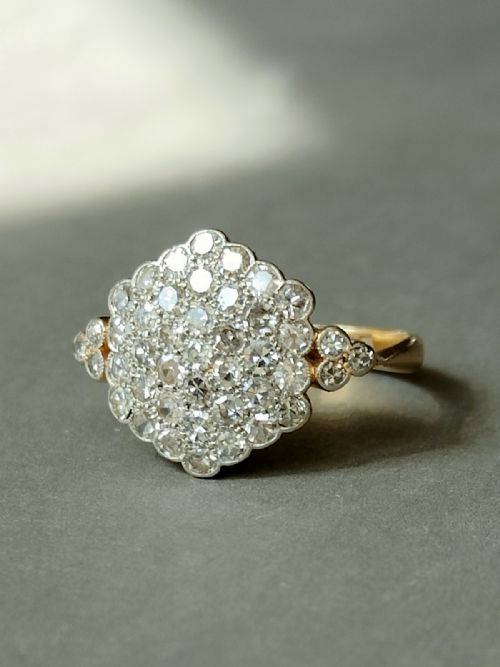 ART DECO 18CT GOLD PLATINUM DIAMOND PLAQUE RING - ADDITIONAL PHOTO 4