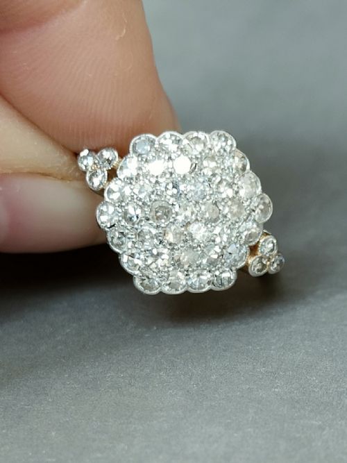 ART DECO 18CT GOLD PLATINUM DIAMOND PLAQUE RING - ADDITIONAL PHOTO 6