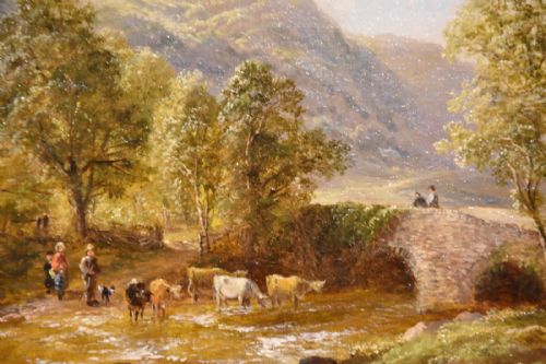 OIL PAINTING BY THOMAS WHITTLE BRATHAY BRIDGE AMBLESIDE WESTMORELAND - ADDITIONAL PHOTO 3