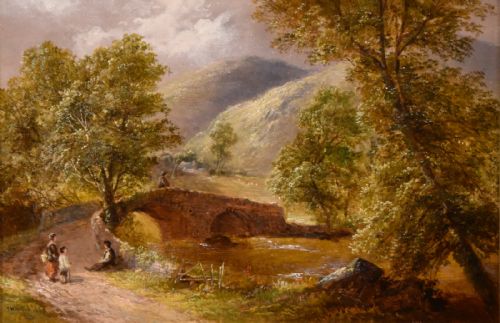 OIL PAINTING BY THOMAS WHITTLE COILANTOGLE BRIDGE TROSSACHS - ADDITIONAL PHOTO 1