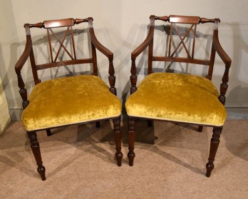 pair of george iii period mahogany armchairs - CATEGORY: ANTIQUE CHAIRS - DATED GEORGIAN