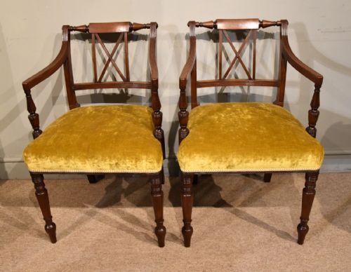PAIR OF GEORGE III PERIOD MAHOGANY ARMCHAIRS - ADDITIONAL PHOTO 1