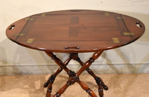 GEORGIAN MAHOGANY OVAL BUTLERS TRAY ON STAND - ADDITIONAL PHOTO 1