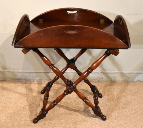 GEORGIAN MAHOGANY OVAL BUTLERS TRAY ON STAND - ADDITIONAL PHOTO 2
