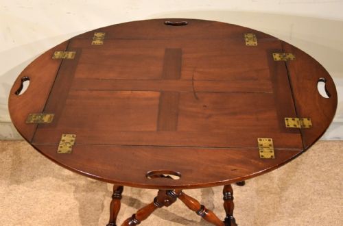 GEORGIAN MAHOGANY OVAL BUTLERS TRAY ON STAND - ADDITIONAL PHOTO 3