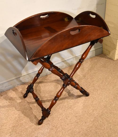 GEORGIAN MAHOGANY OVAL BUTLERS TRAY ON STAND - ADDITIONAL PHOTO 4