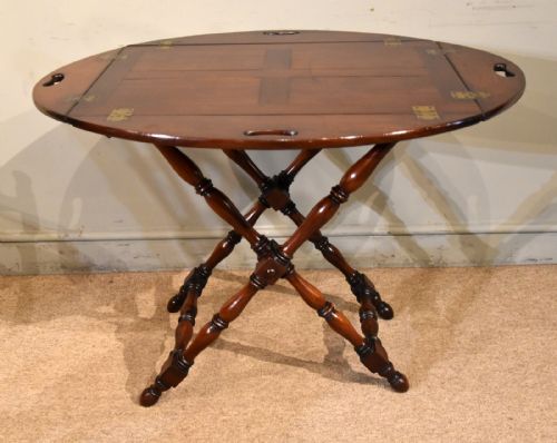 GEORGIAN MAHOGANY OVAL BUTLERS TRAY ON STAND - ADDITIONAL PHOTO 5