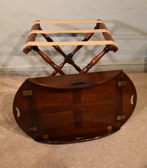 GEORGIAN MAHOGANY OVAL BUTLERS TRAY ON STAND - ADDITIONAL PHOTO 6