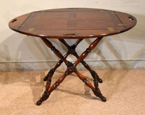 georgian mahogany oval butlers tray on stand - CATEGORY: ANTIQUE FURNITURE - DATED 19TH CENTURY