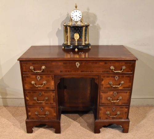19TH CENTURY NARROW CROSSBANDED MAHOGANY KNEEHOLE CHEST - ADDITIONAL PHOTO 1