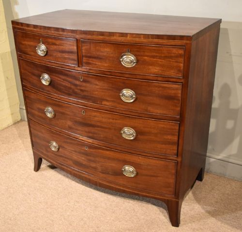 REGENCY MAHOGANY BOW FRONTED CHEST OF DRAWERS - ADDITIONAL PHOTO 1