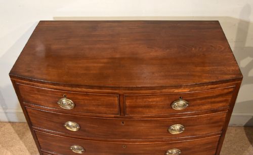 REGENCY MAHOGANY BOW FRONTED CHEST OF DRAWERS - ADDITIONAL PHOTO 2