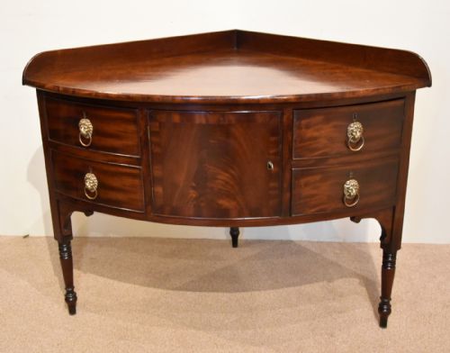 rare george iii mahogany corner sideboard - CATEGORY: ANTIQUE CUPBOARDS - DATED GEORGIAN
