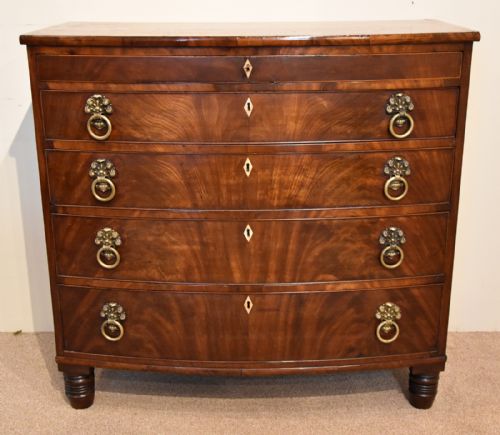 REGENCY MAHOGANY BOW FRONTED CHEST OF DRAWERS - ADDITIONAL PHOTO 1