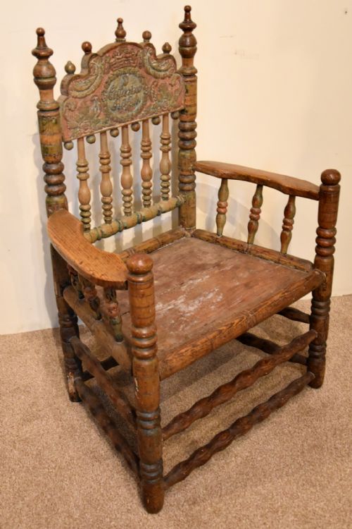 18TH CENTURY CONTINENTAL ASH TURNED ARMCHAIR - ADDITIONAL PHOTO 1