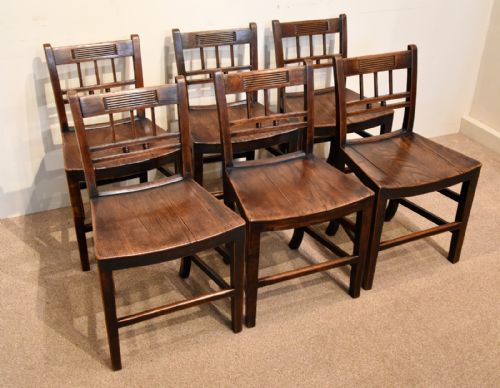19th century set of six small elm chairs - CATEGORY: ANTIQUE CHAIRS - DATED 19TH CENTURY