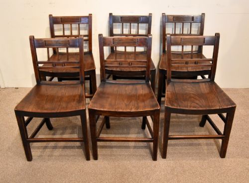 19TH CENTURY SET OF SIX SMALL ELM CHAIRS - ADDITIONAL PHOTO 1