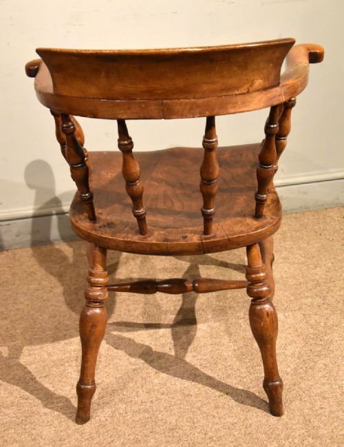 19TH CENTURY SMOKERS BOW CHAIR MASONIC CARVING - ADDITIONAL PHOTO 4