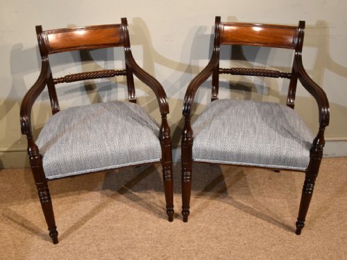 pair of george iii mahogany rope back chairs - CATEGORY: ANTIQUE CHAIRS - DATED GEORGIAN