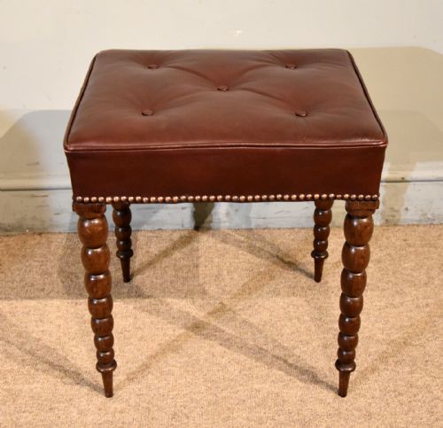 19TH CENTURY SCOTTISH ROSEWOOD LEATHER FOOTSTOOL - ADDITIONAL PHOTO 1