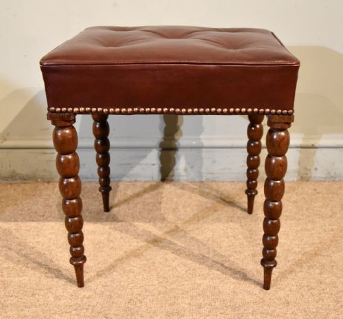 19TH CENTURY SCOTTISH ROSEWOOD LEATHER FOOTSTOOL - ADDITIONAL PHOTO 3