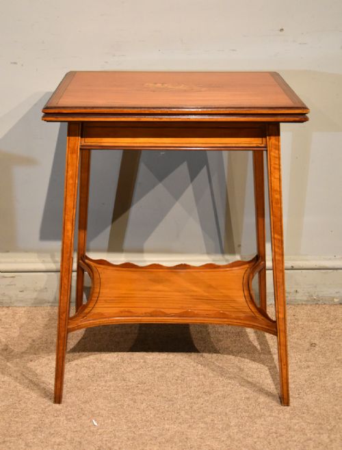 19th century satinwood marquetry card table - CATEGORY: ANTIQUE TABLES - DATED 19TH CENTURY