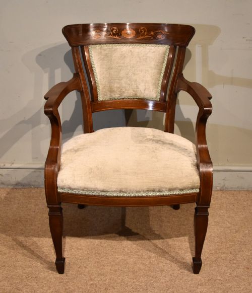 VICTORIAN MAHOGANY INLAID CHAIR JENKS WOOD - ADDITIONAL PHOTO 1