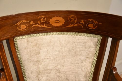 VICTORIAN MAHOGANY INLAID CHAIR JENKS WOOD - ADDITIONAL PHOTO 2