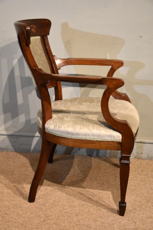 VICTORIAN MAHOGANY INLAID CHAIR JENKS WOOD - ADDITIONAL PHOTO 4