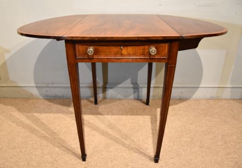 GEORGIAN MAHOGANY INLAID OVAL PEMBROKE TABLE - ADDITIONAL PHOTO 1