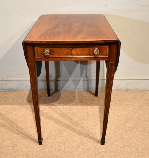 GEORGIAN MAHOGANY INLAID OVAL PEMBROKE TABLE - ADDITIONAL PHOTO 4
