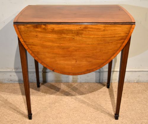 GEORGIAN MAHOGANY INLAID OVAL PEMBROKE TABLE - ADDITIONAL PHOTO 5
