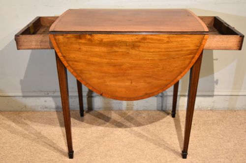GEORGIAN MAHOGANY INLAID OVAL PEMBROKE TABLE - ADDITIONAL PHOTO 6