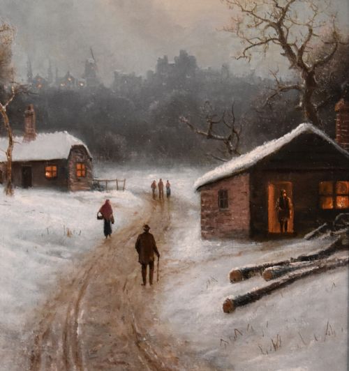 OIL PAINTING BY NILS HANS CHRISTIANSEN EVENING BY A DUTCH TOWN - ADDITIONAL PHOTO 3