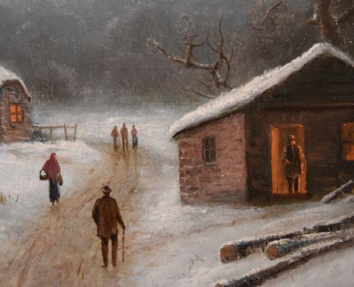 OIL PAINTING BY NILS HANS CHRISTIANSEN EVENING BY A DUTCH TOWN - ADDITIONAL PHOTO 5