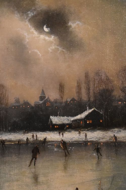 OIL PAINTING BY NILS HANS CHRISTIANSEN SKATING - ADDITIONAL PHOTO 1
