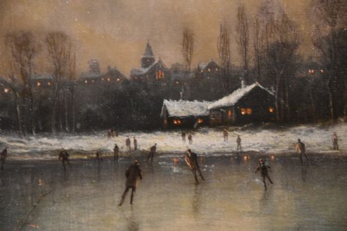 OIL PAINTING BY NILS HANS CHRISTIANSEN SKATING - ADDITIONAL PHOTO 4