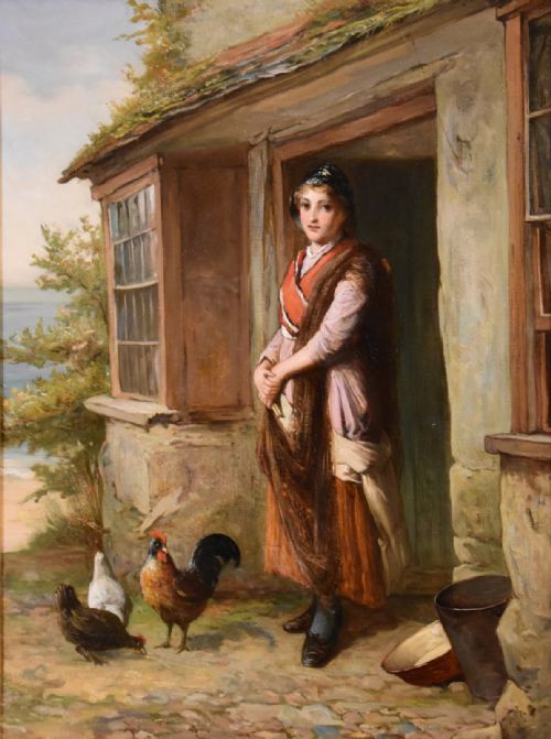 OIL PAINTING BY WILLIAM HARRIS WEATHERHEAD THE NET MENDER - ADDITIONAL PHOTO 1
