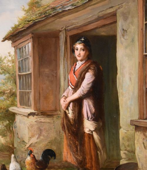 OIL PAINTING BY WILLIAM HARRIS WEATHERHEAD THE NET MENDER - ADDITIONAL PHOTO 3