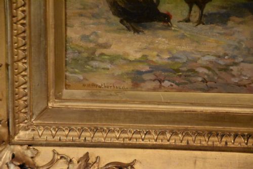 OIL PAINTING BY WILLIAM HARRIS WEATHERHEAD THE NET MENDER - ADDITIONAL PHOTO 4