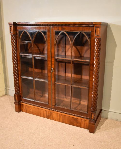 EARLY 19TH CENTURY MAHOGANY ASTRAL GLAZED LOW BOOKCASE - ADDITIONAL PHOTO 4