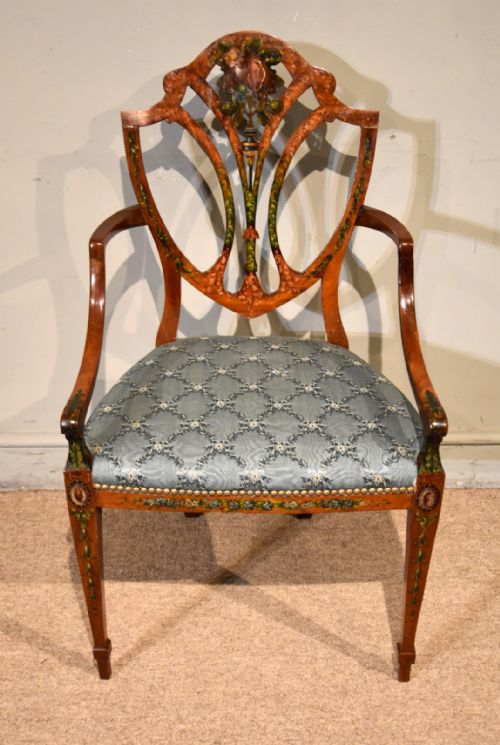 late 19th century satinwood painted chair - CATEGORY: ANTIQUE CHAIRS - DATED 19TH CENTURY