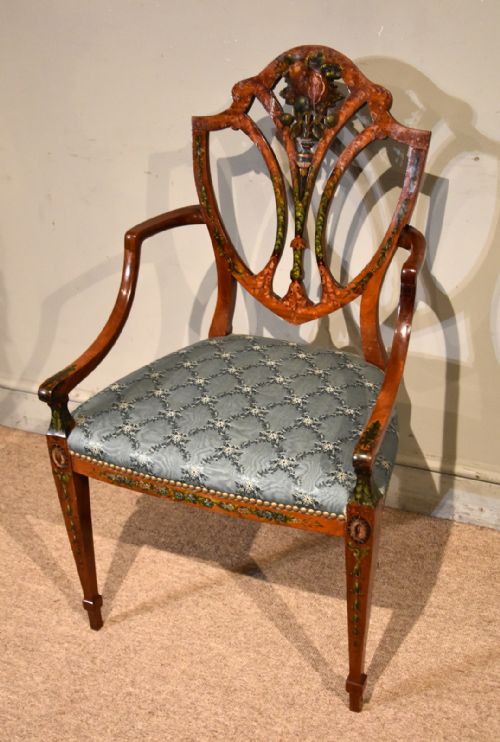 LATE 19TH CENTURY SATINWOOD PAINTED CHAIR - ADDITIONAL PHOTO 1