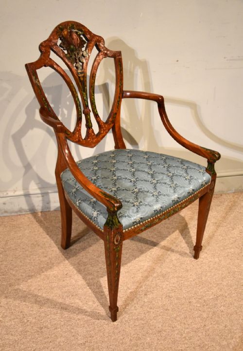 LATE 19TH CENTURY SATINWOOD PAINTED CHAIR - ADDITIONAL PHOTO 3
