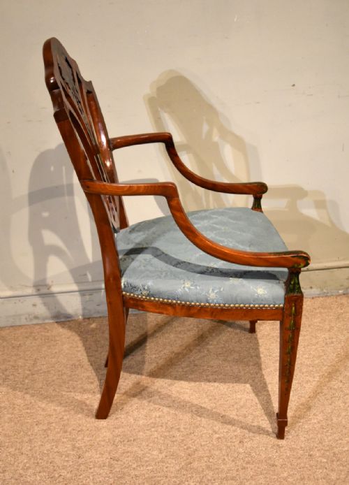 LATE 19TH CENTURY SATINWOOD PAINTED CHAIR - ADDITIONAL PHOTO 4