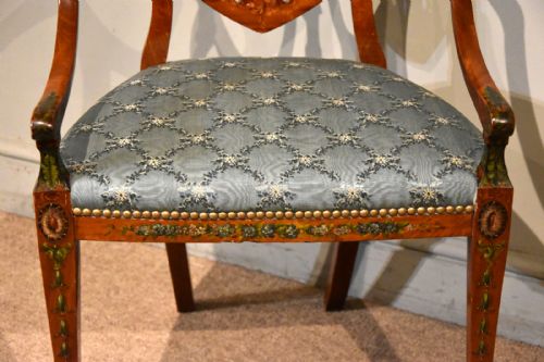 LATE 19TH CENTURY SATINWOOD PAINTED CHAIR - ADDITIONAL PHOTO 5