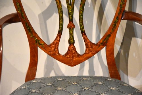 LATE 19TH CENTURY SATINWOOD PAINTED CHAIR - ADDITIONAL PHOTO 6