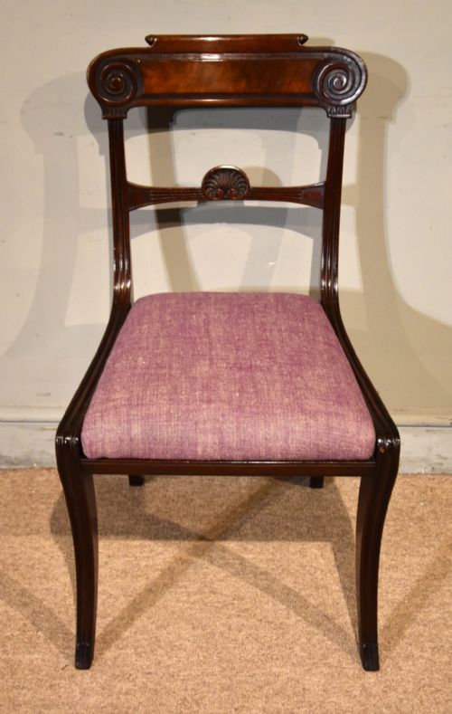 SET OF SIX REGENCY MAHOGANY SABRE LEG CARVED DINING CHAIRS - ADDITIONAL PHOTO 2