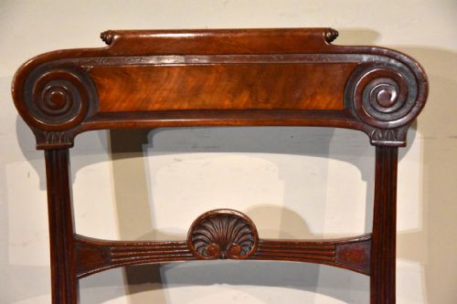 SET OF SIX REGENCY MAHOGANY SABRE LEG CARVED DINING CHAIRS - ADDITIONAL PHOTO 3
